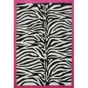  Cine Zoo Zebra Rug with Pink Border