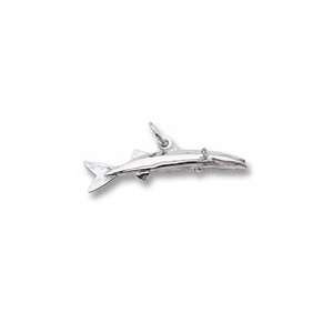  Barracuda Fish Charm in White Gold Jewelry
