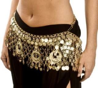 TRIBAL Gypsy ARABIAN NIGHTS Belly Dancer HAREM Gold Coin BELT with 