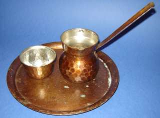 OLD Antique Islamic Arabic Turkish Copper Coffee Set Pot Pitcher Jug 