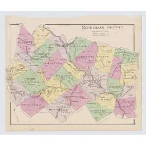  Original 1892 Antique Map Bundle of 3~ Merrimack County 