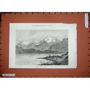  1890 View Te Anau Lake New Zealand Mountains Fine Art 