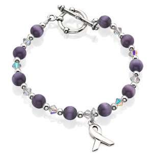  Beaded Awareness Bracelet   Purple (8) Jewelry
