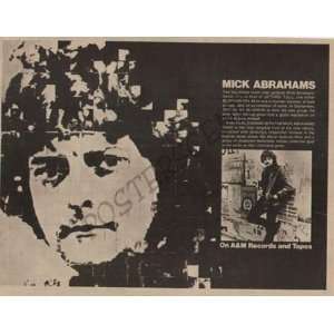  Mick Abraham Jethro Tull Original LP Promo Ad 1971