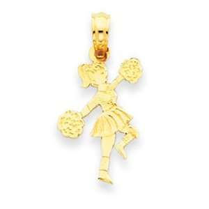  14k Yellow Gold Small Cheerleader Marching with Pom Pom 