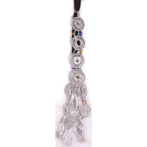 Silver color Chakra Hair braid Ornament (Choti)   Paranda with Mirrors 