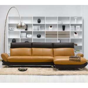  Modern Two Tone Leather Sectional Sofa