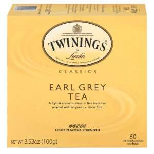 Twining Tea Earl Grey Tea Bags, 50 ct  Grocery & Gourmet 