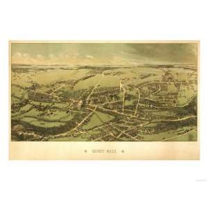 Quincy, Massachusetts   Panoramic Map Giclee Poster Print, 16x12