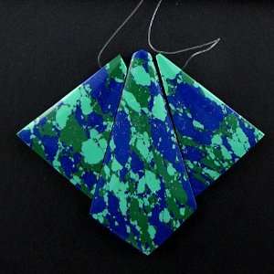  Blue green azurite triangle pendant bead 3pcs
