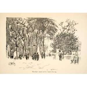  1919 Photolithograph Snow Jardin du Luxembourg Paris 