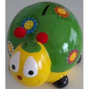  Ceramic Ladybug Coin and Money Bank, Green Everything 