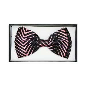  Light Pink Stripes Black Bow Tie