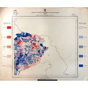   1933 Colour Map Italy Statistics Marriage Genova Udini