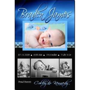  Blue Brilliance Birth or Adoption Announcement Baby