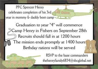 Birthday Boy Army Soldier Camoflage Photo Invitation  