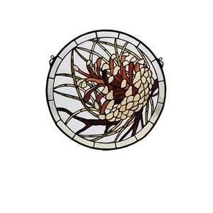  Northwoods Pinecone Medallion Stained Glass Window