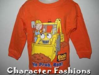 Bob the Builder Long Sleeve Shirt Tee Size 2T 3T 4T   ORANGE  