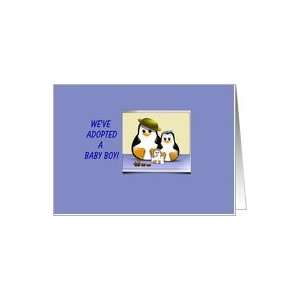  adopted a baby boy, penguin family Card Health & Personal 