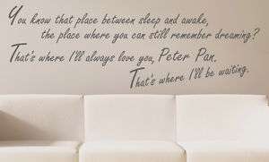 WALL QUOTE DECAL ART Love Tinkerbell Peter Pan Custom  