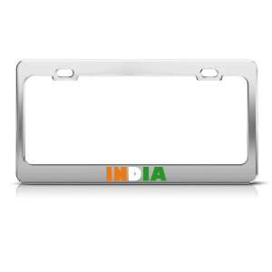 India Flag Country license plate frame Stainless Metal Tag Holder