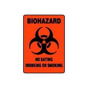 BIOHAZARD NO EATING DRINKING OR SMOKING (W/GRAPHIC) 14 x 10 Adhesive 