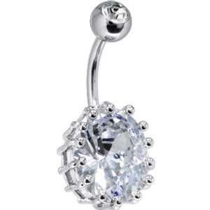  April 13mm Oval Solitaire Birthstone Belly Ring Jewelry