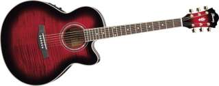 Ibanez AEL20ETRS AEL Series Acoustic Electric Guitar   Transparent Red 