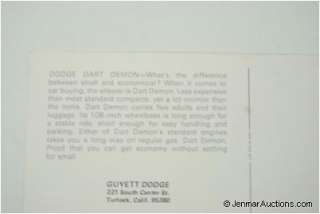 Vintage 1972 Dodge Dart Demon Postcard Unused Rare  