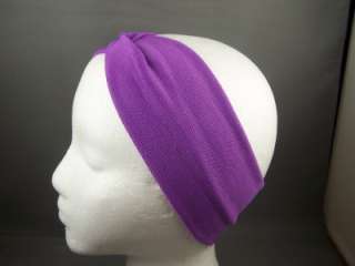 Purple turban twist fabric headband Stretch Elastic  