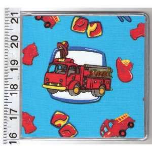 CD DVD Holder Carrier Made with Curious George Monkey Firetruck Fabric