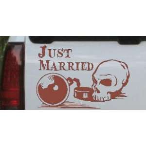 Just Married Ball and Chain Skull Skulls Car Window Wall Laptop Decal 