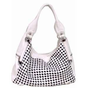    Designer Inspired Black/White Hobo Handbag 