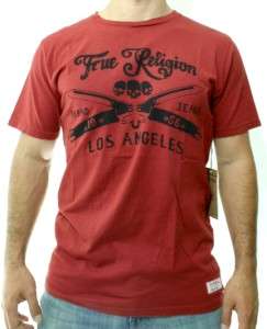 NWT TRUE RELIGION MENS SKULL BURGUNDY RED 100% AUTHENTIC COTTON T 