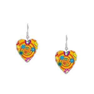    Earring Heart Charm 70s Spiral Peace Symbol Artsmith Inc Jewelry