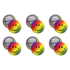  Rainbow SMILEY FACE Funny 6 Pack 1 inch Mini Pinback 