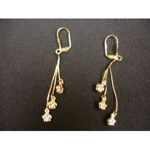  2.5 18kt Gold Layered Tri Colored Flower Earring 