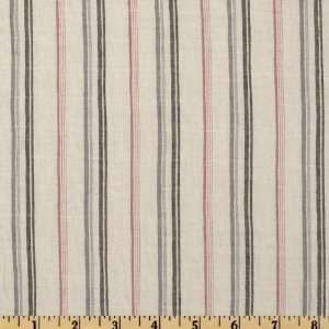  54 Wide Yarn Dyed Gauze Stripe Cream/Grey/Red Fabric By 