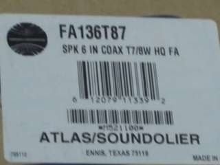 ATLAS SOUND FA136T87 BLACK 6 ROUND COAXIAL LOUDSPEAKER  