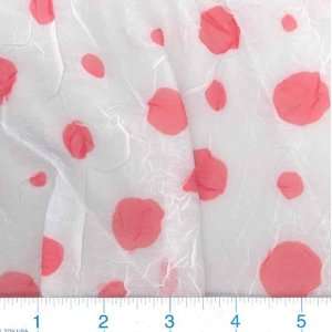  48 Wide Crinkled Sheer White/Red Polka Dot Fabric By The 