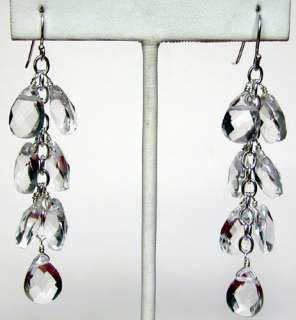 Dangling Clear Crystals Briolettes Cluster Earring  