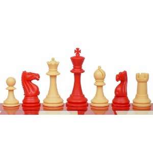  New ClubTourney Plastic Chess Set in Red & Camel 3.75 