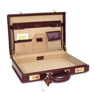 Leather Attache Case Briefcase Portfolio Suede Interior  