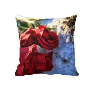  Roses In The Snow Throw Pillow