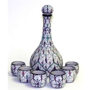 Tequila Decanter & Cups ~ Enameled Highlighted  Kitchen 