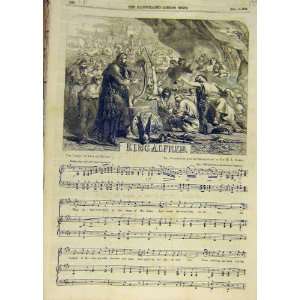  1853 King Alfred Song Melody Music Bishop Mackay Print 
