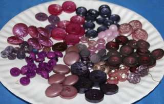 Vtg Buttons Assorted Purple Lavender 150 + Estate  