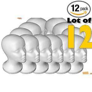 12 Pack) Styrofoam Model Heads w/ Stabili Base Design by 3rd Power 