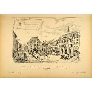 1892 Print Basel Switzerland Market Plan Curjel & Moser 