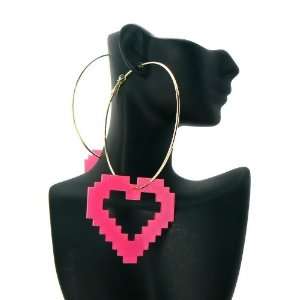  Basketball Wives POParazzi PIXEL Heart Earrings XE1044PK 